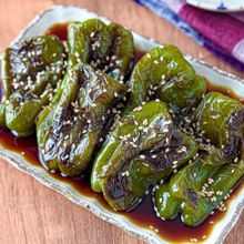 驚くほどジューシー♪【丸ごとピーマンのあまから焼き】