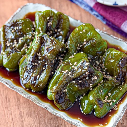 驚くほどジューシー♪【丸ごとピーマンのあまから焼き】