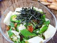レンジで２分【オクラと豆腐の旨だし梅おかか和え】さっぱり美味