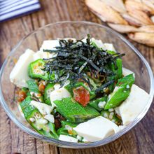 レンジで２分【オクラと豆腐の旨だし梅おかか和え】さっぱり美味
