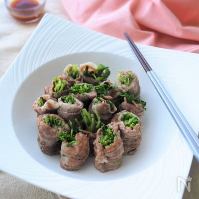 豆苗とえのきのロール蒸し