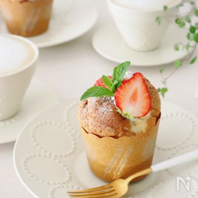 【混ぜて焼くだけ】シューより簡単!サクッモチ♪ポップオーバー