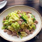 包丁いらずで簡単！ひき肉とたっぷりキャベツのめんつゆ炒め