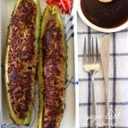 ゴーヤの肉詰めボート・お好み焼き味。