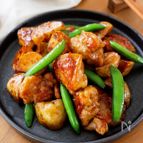 『鶏肉と新じゃがのにんにく醤油炒め』照りっと絶品♡やみつき♪