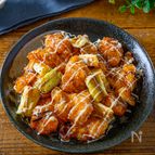 【おいしさ悶絶級】鶏ももとねぎの甘酢マヨ唐揚げ☆揚げずに簡単