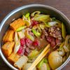 じんわり染みる絹厚揚げと卵と牛こまの煮物の工程4
