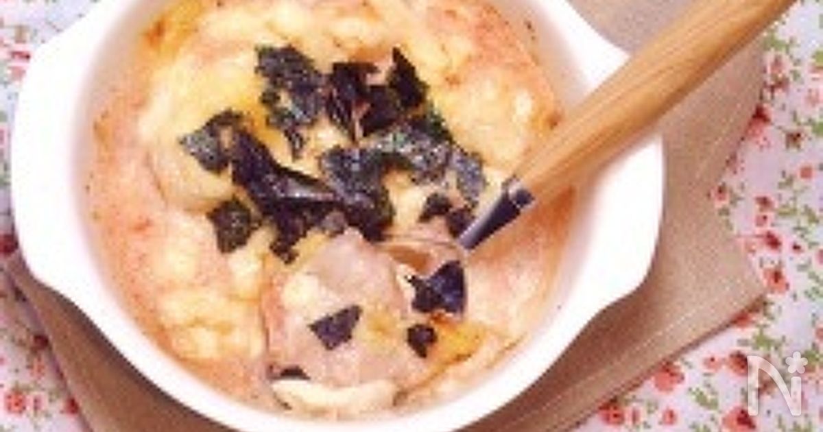 楽チンとろーんノンオイル♪豆腐とえびの和風たらこグラタン