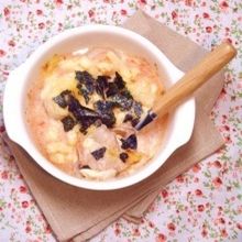 楽チンとろーんノンオイル♪豆腐とえびの和風たらこグラタン