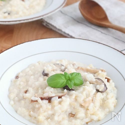 白だしで本格派！干し椎茸のミルクリゾット