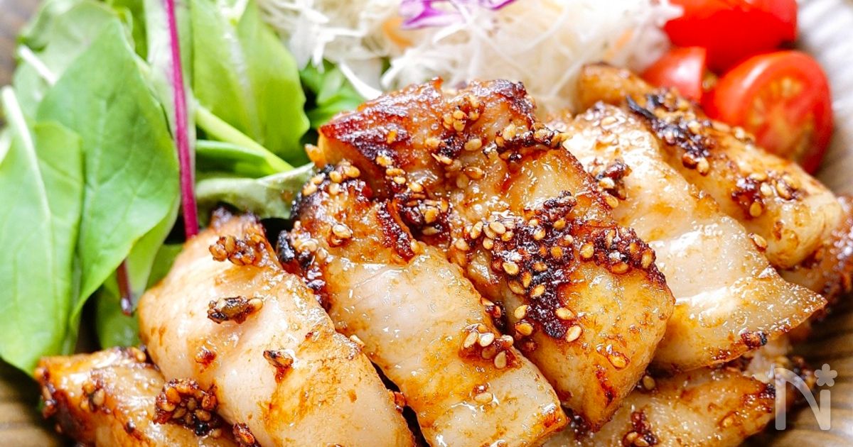 【下味冷凍】解凍後焼くだけ♪『豚バラのごま味噌漬け焼き』