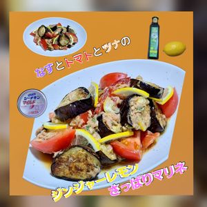 サトちゃんの作ってみた!投稿(なすとトマトとツナのジンジャーレモンさっぱりマリネ★お店味)