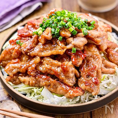 【豚こま肉のガリバタポン酢】豚こま肉でがっつりおかず！