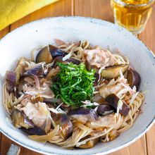 【なすと豚肉の冷やし麺】ボリュームと栄養たっぷり♪