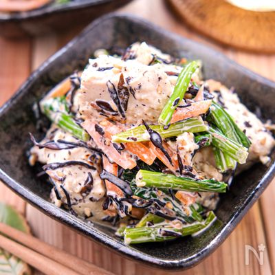 【ひじきと豆腐の和風マヨ】レンジで完成!お豆腐サラダ♡