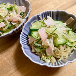 ゆかりの作ってみた!投稿(やみつき♡もやしと春雨の中華サラダ【#作り置き #黄金比率】)