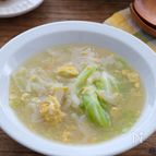 砕きれんこんとキャベツのとろみスープ