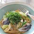 鯖とネギのヘルシー玄米パスタ