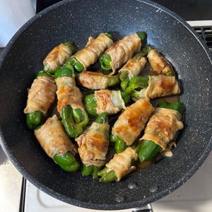 ちゅの作ってみた!投稿(肉巻きピーマンのバター醤油照り焼き【#作り置き#冷凍保存】)