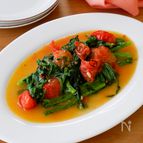 【ワインに合う】春菊とミニトマトのペペロン風炒め｜大人の副菜
