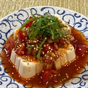 楽ラク手抜キッチン🐶🐾の作ってみた!投稿(ピリ辛♡中華風トマトねぎだれの冷奴)
