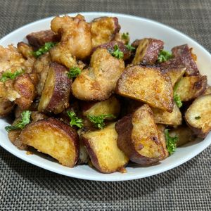 みーの作ってみた!投稿(【さつまいも鶏れんこんバター醤油ソテー】シャキほく秋おかず♡)