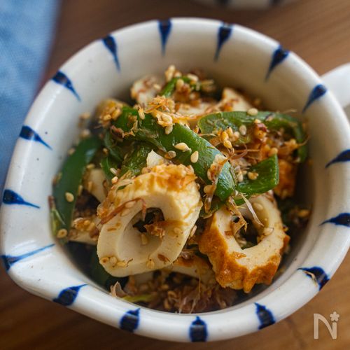 ピーマンとちくわのおかかごま和え【レンチン♪5分副菜】