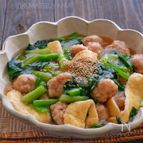 簡単鶏団子と小松菜とおあげのとろみ煮
