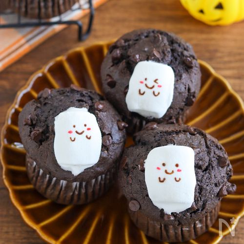ハロウィン♡ブラックココアのおばけマフィン