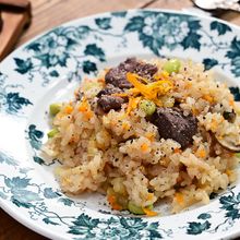 ジビエ釜飯「エゾ鹿のビール釜飯」