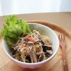 蟹としいたけのパスタサラダ