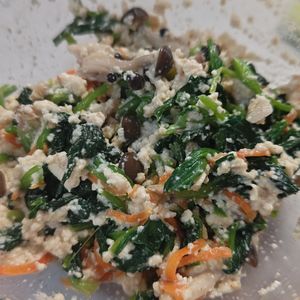 ぽんちゃんの作ってみた!投稿(ほっとする家庭の味♪ひと味違う【ほうれん草の胡麻味噌白和え】)