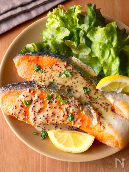 ワンパン10分！【鮭のハニーマスタードソテー】簡単お魚料理♩