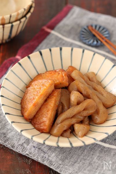 野菜揚とねじりこんにゃくの甘辛煮 作り置き レンジ By ｙｕｕ レシピサイト Nadia ナディア プロの料理家のおいしいレシピ