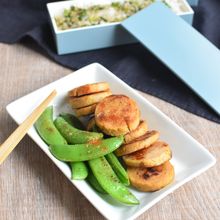 スナップエンドウとベビーハムのカレー炒め
