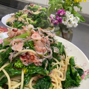 そら・ゆずの作ってみた!投稿(香り広がる。菜の花としらすの和風パスタ)