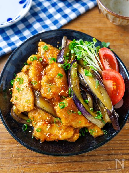 【ご飯おかわり♡】鶏むねと茄子のワンパン甘酢チキン☆節約絶品