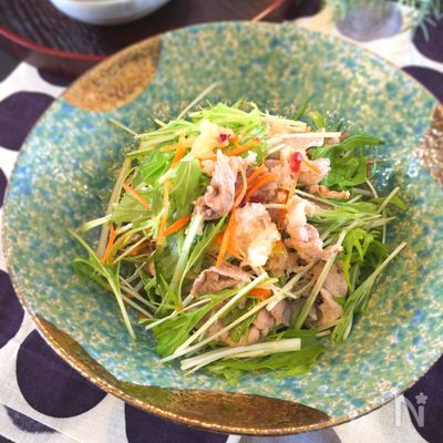 簡単！シャキシャキ水菜のさっぱり豚しゃぶ梅おろし和え