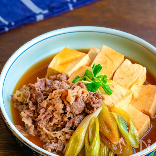 豆腐2丁がペロリ!牛肉柔らか、味染み極まる【基本の肉豆腐】