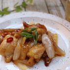 新玉葱と鶏もも肉の黒酢あん