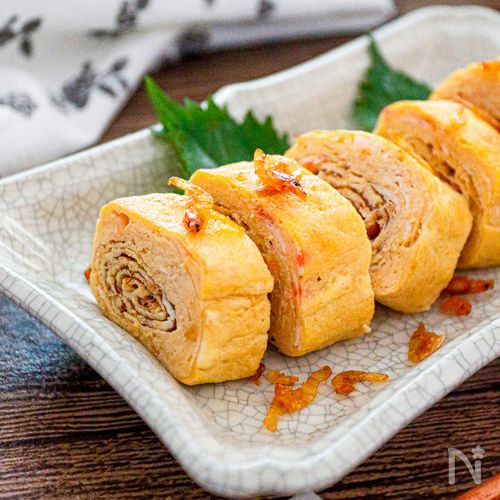 お弁当にも◎小えびとチーズのだし巻き卵