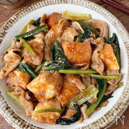 【豚バラと厚揚げの甘辛味噌炒め】ボリューム満点◎ご飯すすむ!