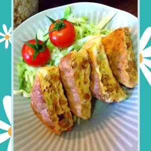 チョロリスの作ってみた!投稿(【うす焼き納豆オムレツ】混ぜて焼くだけ！包まず簡単♪)