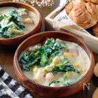 米粉で作るプチヴェールの豆乳シチュー。