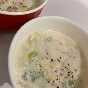みんこの作ってみた!投稿(10分で♪たっぷり白菜とベーコンのカルボナーラ風スープ)