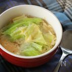 包丁いらず＆レンジ☆チーズ風味のふんわり卵とキャベツのスープ