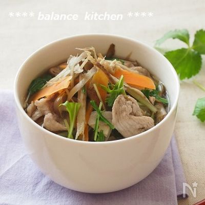 出汁いらず！ごぼうと豚肉のにゅうめん　ダイエットにも。