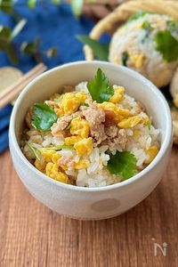 梅風味そぼろとしっとり炒り卵の混ぜごはん