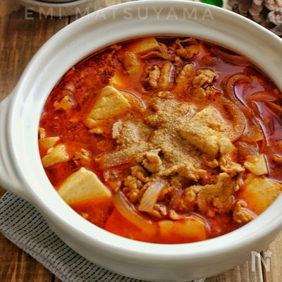簡単!辛うま!*豚と舞茸と豆腐のコチュジャンチゲ*
