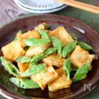【絹揚げとスナップえんどうの味噌マヨ炒め】絶品ソースで大満足